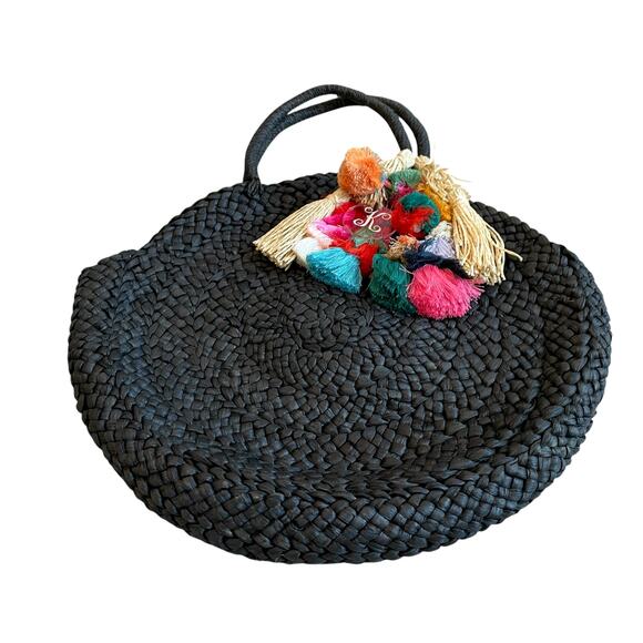 L*Space Black Straw Summer Tote Beach Handbag - Picture 6 of 15